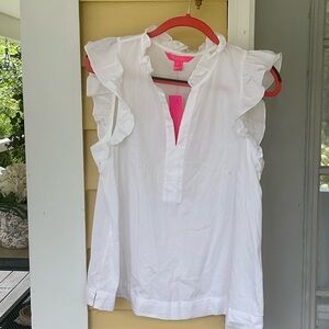 Lilly Pulitzer White Ruffled Blouse